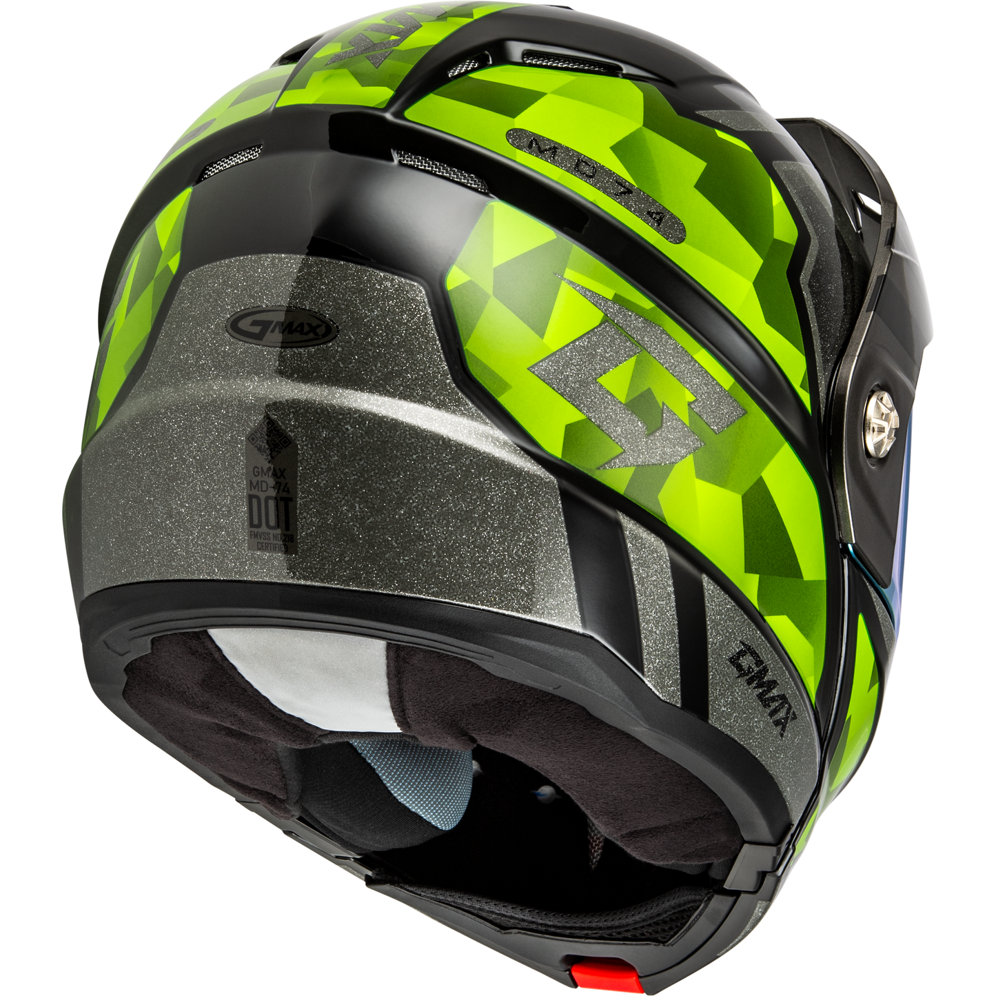 Md 74 Striker Modular Helmet W Gld Shld Blk/Slvr/Grn Mtlc Lg