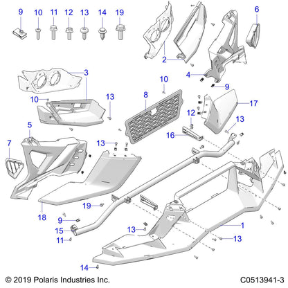 Polaris Slingshot GRILL,FRONT, Genuine OEM Part 5455736, Qty 1