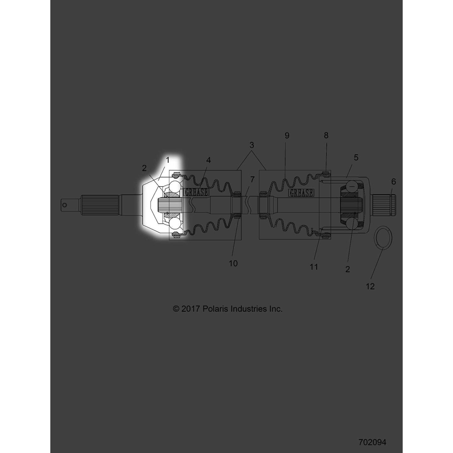 Polaris Ranger Joint, Outer, Genuine OEM Part 2206521, Qty 1