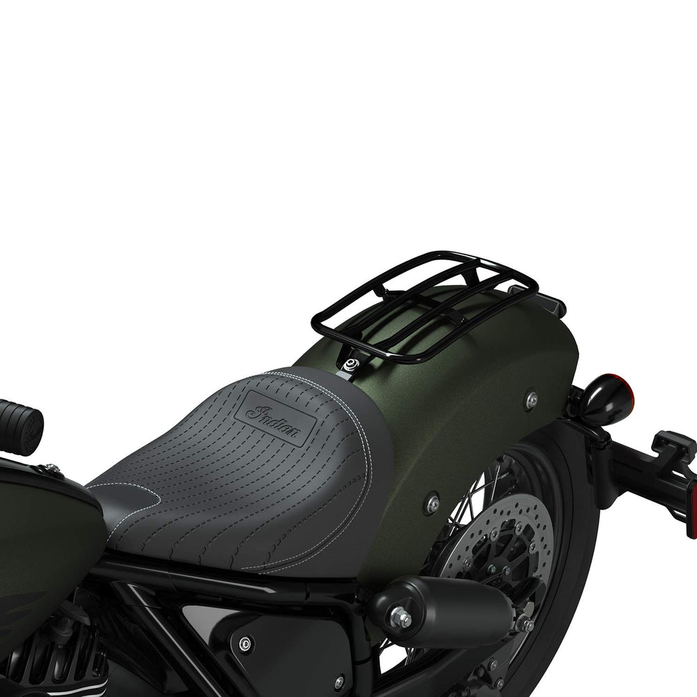 
                      
                        Indian Motorcycle Solo Rack for Chief, Luggage Storage Rack Supports Up to 7 Pounds, Tie-Down or Cargo Net Compatible, Rear Fender Mounted, includes Hardware, for Day Trips or Commuting - 2884672
                      
                    