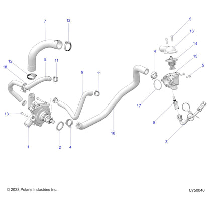 Polaris RZR Waterpump Hose, Genuine OEM Part 5416305, Qty 1