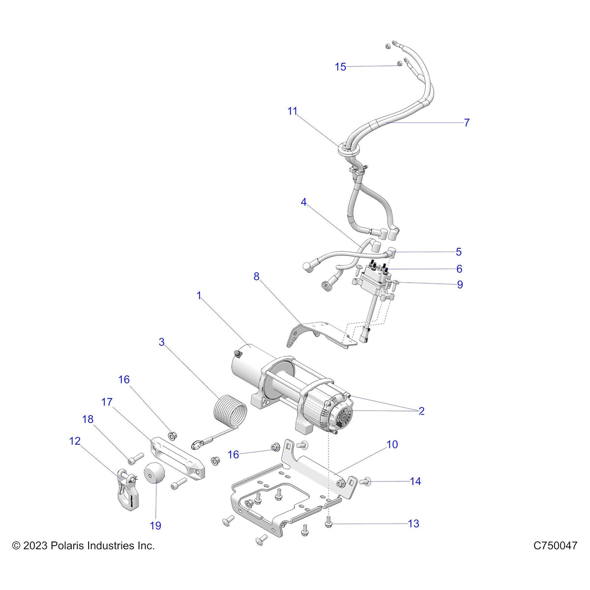Polaris Ranger Winchmount Bracket, General, Black, Genuine OEM Part 5263364-458, Qty 1