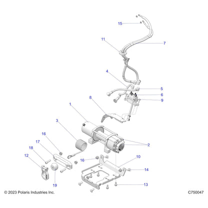 Polaris Ranger Winchmount Bracket, General, Black, Genuine OEM Part 5263364-458, Qty 1