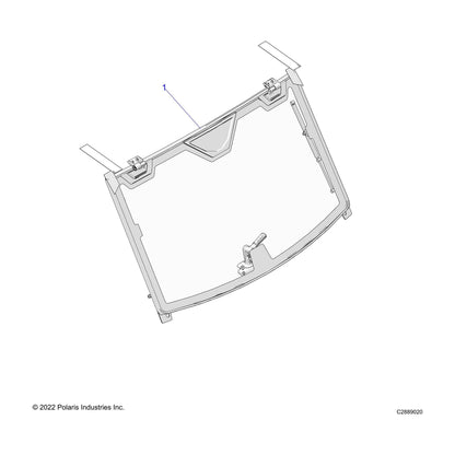 Polaris 2889020 Tip-Out Glass Full Windshield 2018-2022 Ranger 1000 Crew XP