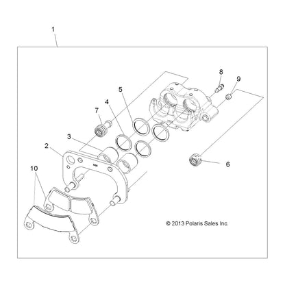 Polaris ATV Brake Caliper Assembly, Right, 1.19 in, Genuine OEM Part 1912027, Qty 1