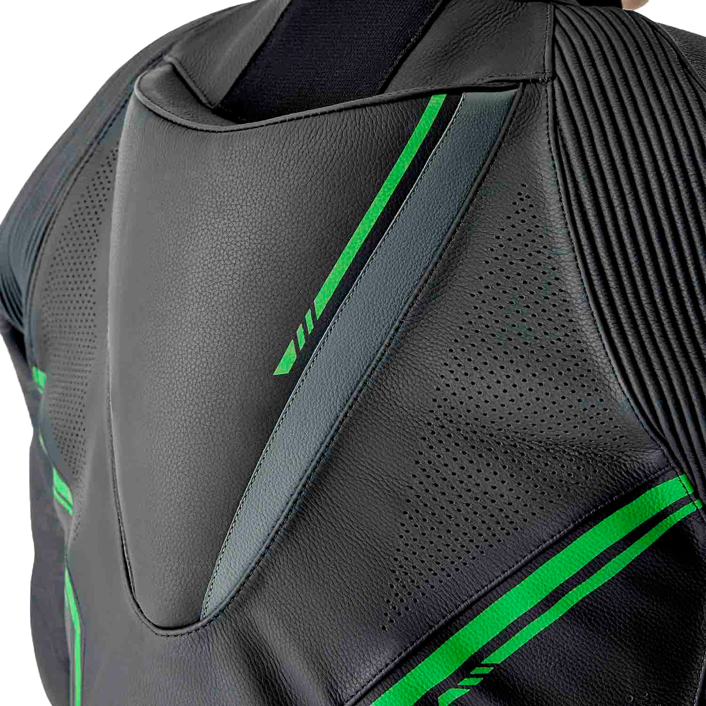 S1 D3o Suit Blk/Gry/Flo Grn Leather Lg