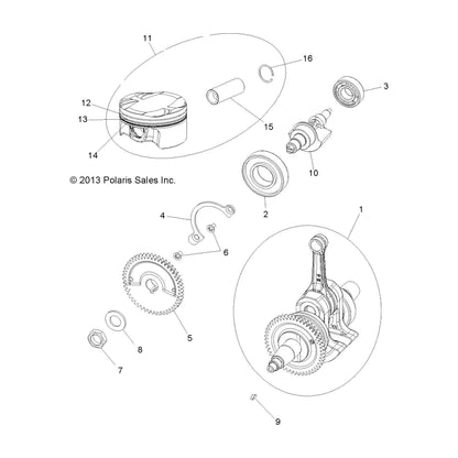 Polaris Ranger Piston Assembly, 78 mm, Genuine OEM Part 3022533, Qty 1