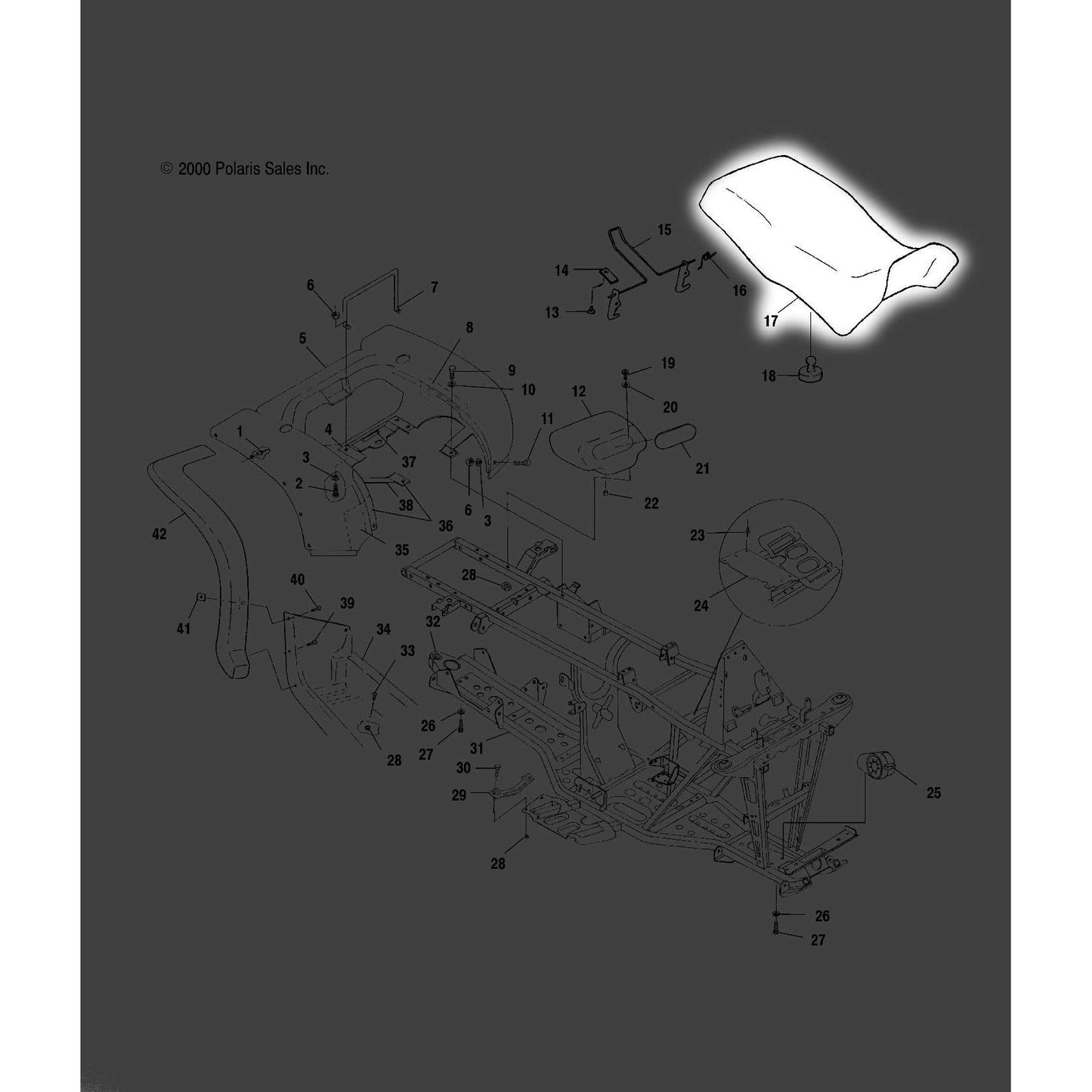 Polaris ATV Seatbase Foil, Large, Genuine OEM Part 5811104, Qty 1