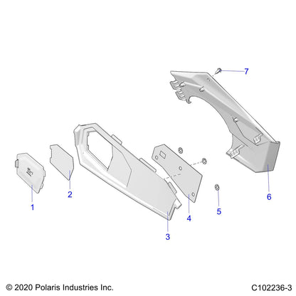 Polaris ATV Close Off Panel, Left, Black, Genuine OEM Part 5454680-070, Qty 1