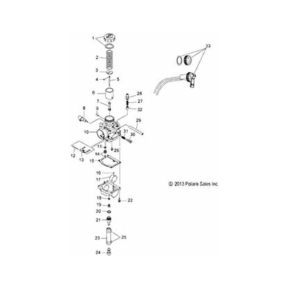 Polaris Snowmobile Choke Control Kit, Genuine OEM Part 2200188, Qty 1