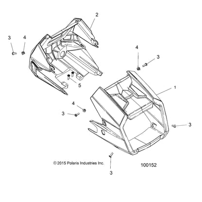 Polaris ATV POD-HDLT,REAR,W/RND CUTOUT,BLK, Genuine OEM Part 5452513-070, Qty 1
