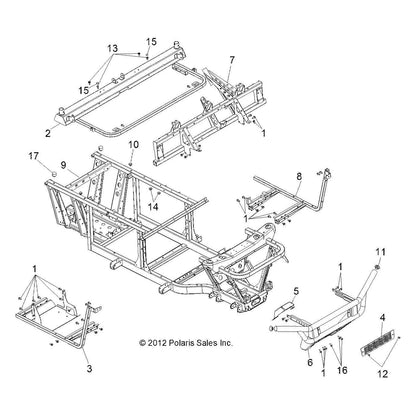 Polaris Ranger Bumper, Matte Black, Genuine OEM Part 1018925-458, Qty 1