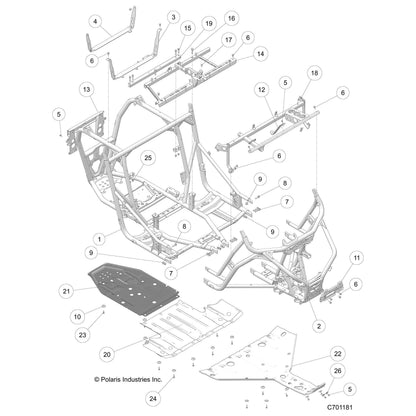 Polaris RZR Skidplate, Front, Bumper Wrap, Genuine OEM Part 5453214, Qty 1
