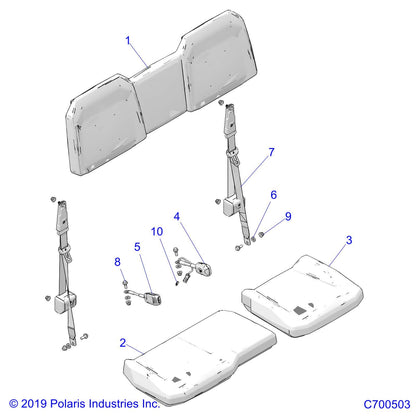 Polaris Off Road Seat Assembly, Bottom, Genuine OEM Part 2689713, Qty 1