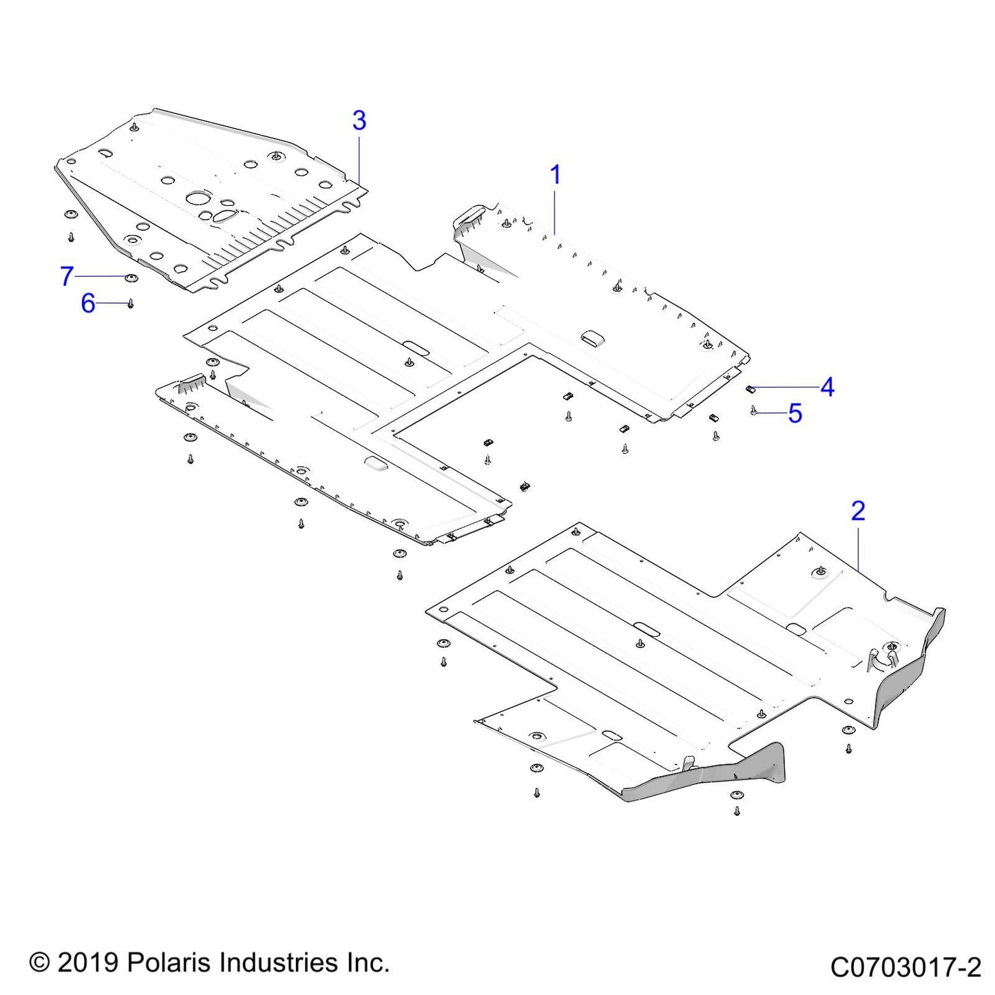 Polaris RZR Skid Plate, Rear, Gloss Black, Genuine OEM Part 5456082-070, Qty 1