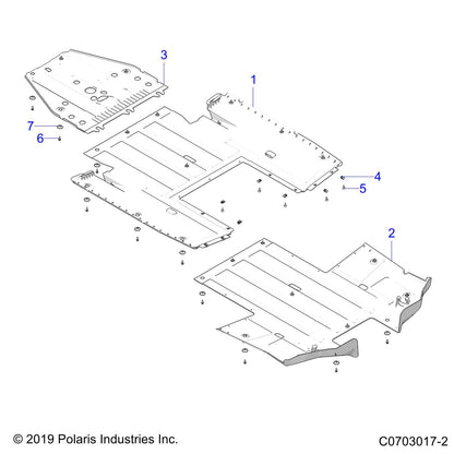 Polaris RZR Skid Plate, Rear, Gloss Black, Genuine OEM Part 5456082-070, Qty 1
