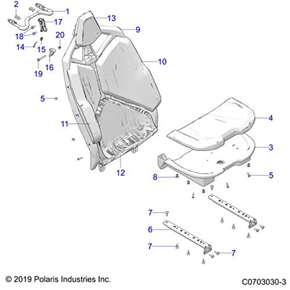 Polaris RZR Seat Back Assembly, Black, Genuine OEM Part 2689863, Qty 1