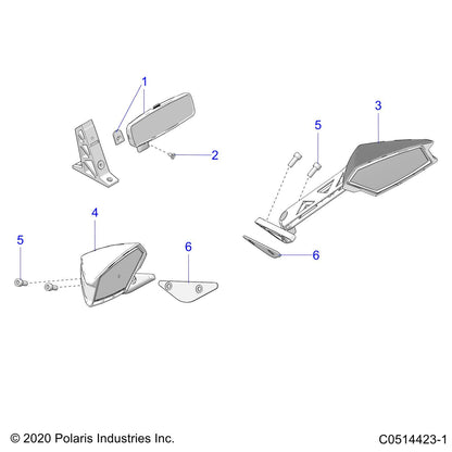 Polaris Slingshot Mirror, Left, Flat, [Canada Only], Genuine OEM Part 2637569, Qty 1