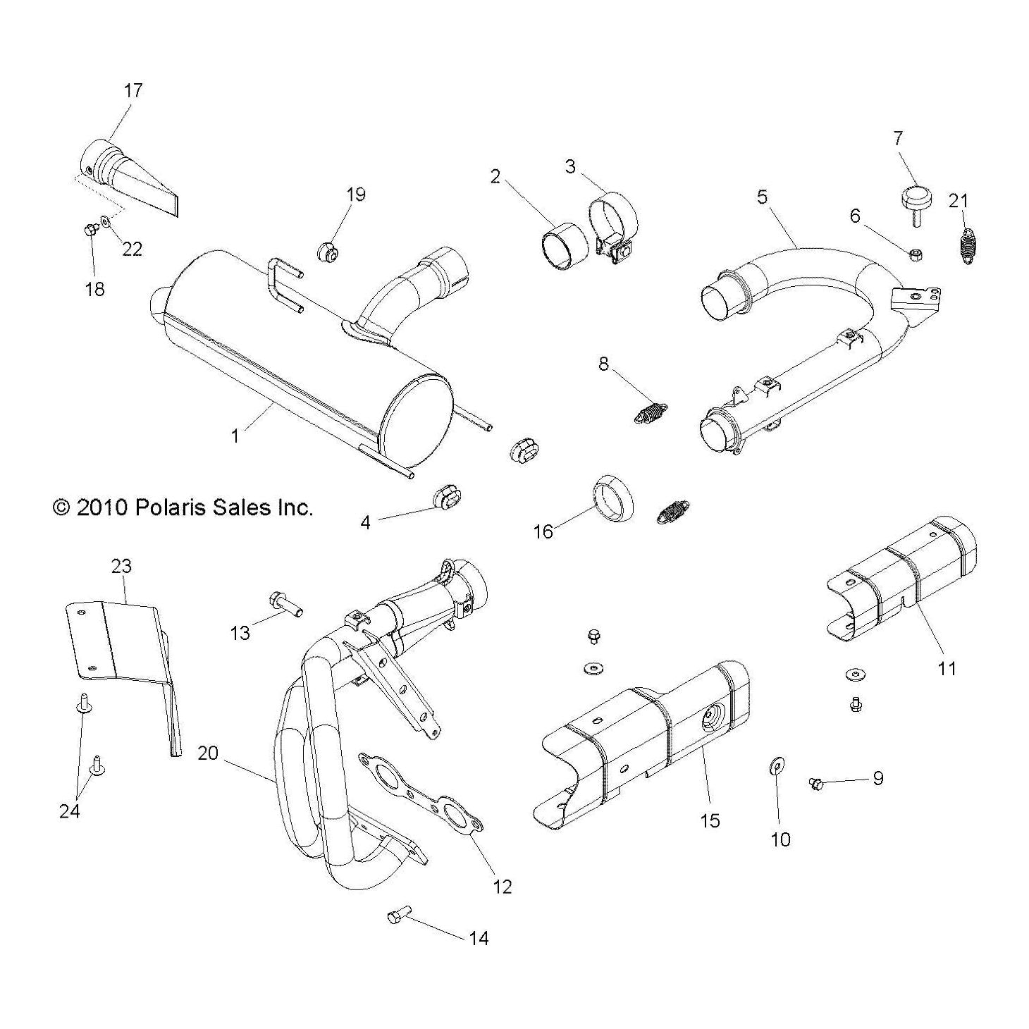 Polaris RZR Plate Shield, Dual Pipe, Genuine OEM Part 5256216, Qty 1