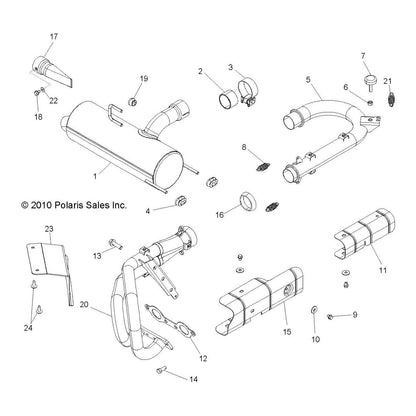 Polaris RZR Plate Shield, Dual Pipe, Genuine OEM Part 5256216, Qty 1