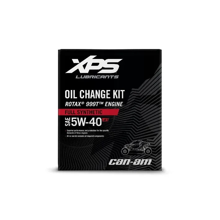 XPS Lubricants oil change kit for Can-Am Rotax 999T Maverick R engine on a black background