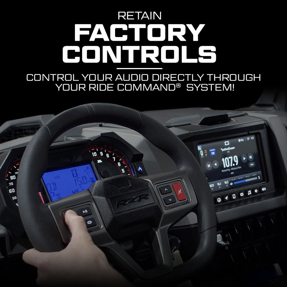 
                      
                        RZR® Pro Series Ride Command Front & Rear RCA Output + Speaker Wire & Remote | UTVS-PRO-RC-RCA-OUT
                      
                    