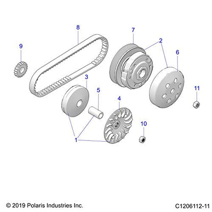 Polaris ATV Driven Pulley Assembly, Genuine OEM Part 3023898, Qty 1