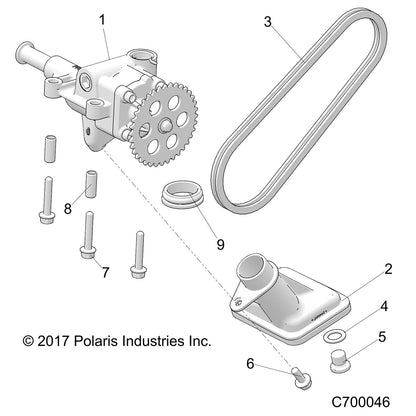 Polaris Ranger Wet Sump Oil Pump Assembly, Genuine OEM Part 3023491, Qty 1