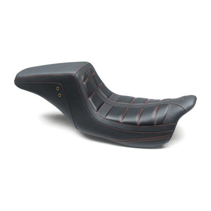 Mustang 08-21 HD Electra Glide,Rd Glide,Rd King,St Glide Squareback 1PC Seat - Black w/Red Stitching