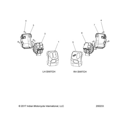 Indian Motorcycle Switch Control, 2Row, Right, Genuine OEM Part 4018446, Qty 1