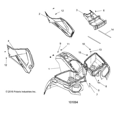 Polaris ATV Side Panel, Left, Ghost Gray, TPO, Genuine OEM Part 5450627-728, Qty 1