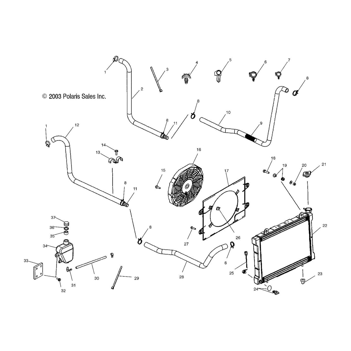 Polaris Ranger Fan Assembly, Genuine OEM Part 2410865, Qty 1