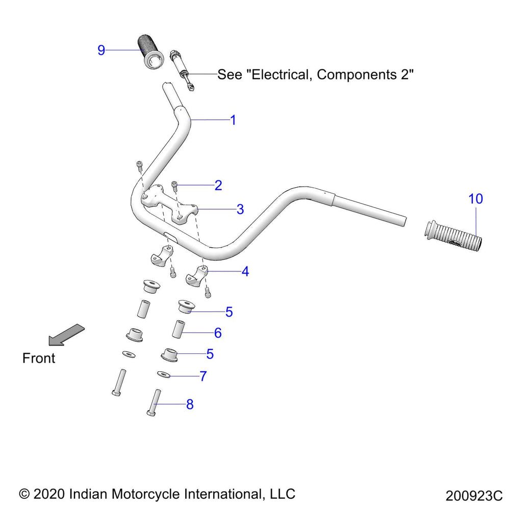 
                      
                        Indian Motorcycle Handlebar Weld, Chrome, Cruiser, Genuine OEM Part 1023105-156, Qty 1
                      
                    