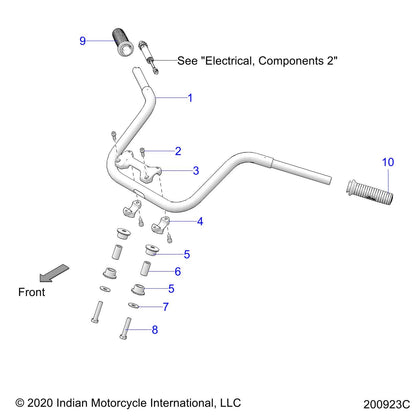 Indian Motorcycle Handlebar Weld, Chrome, Cruiser, Genuine OEM Part 1023105-156, Qty 1
