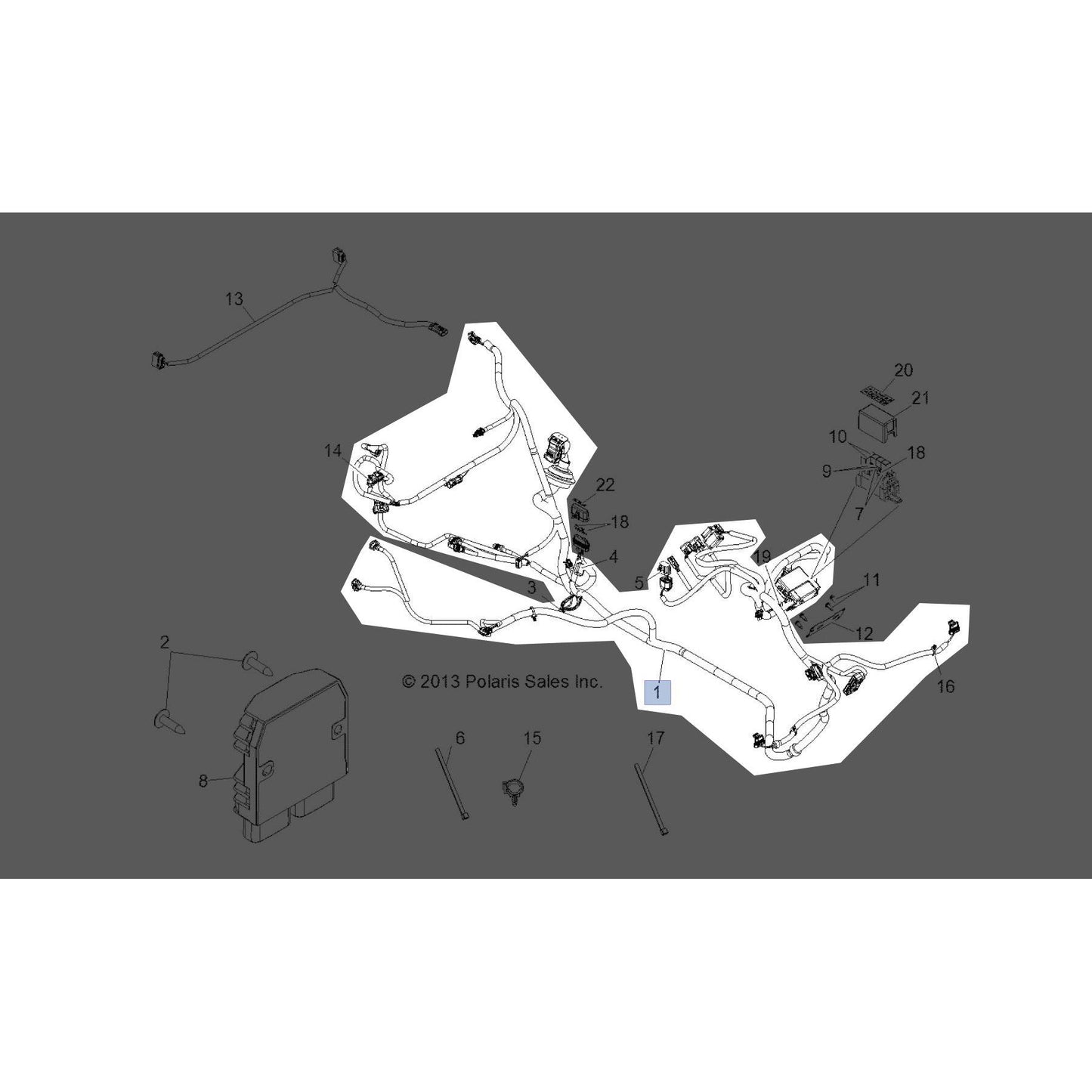 Polaris RZR EPS Chassis Harness, Genuine OEM Part 2411766, Qty 1