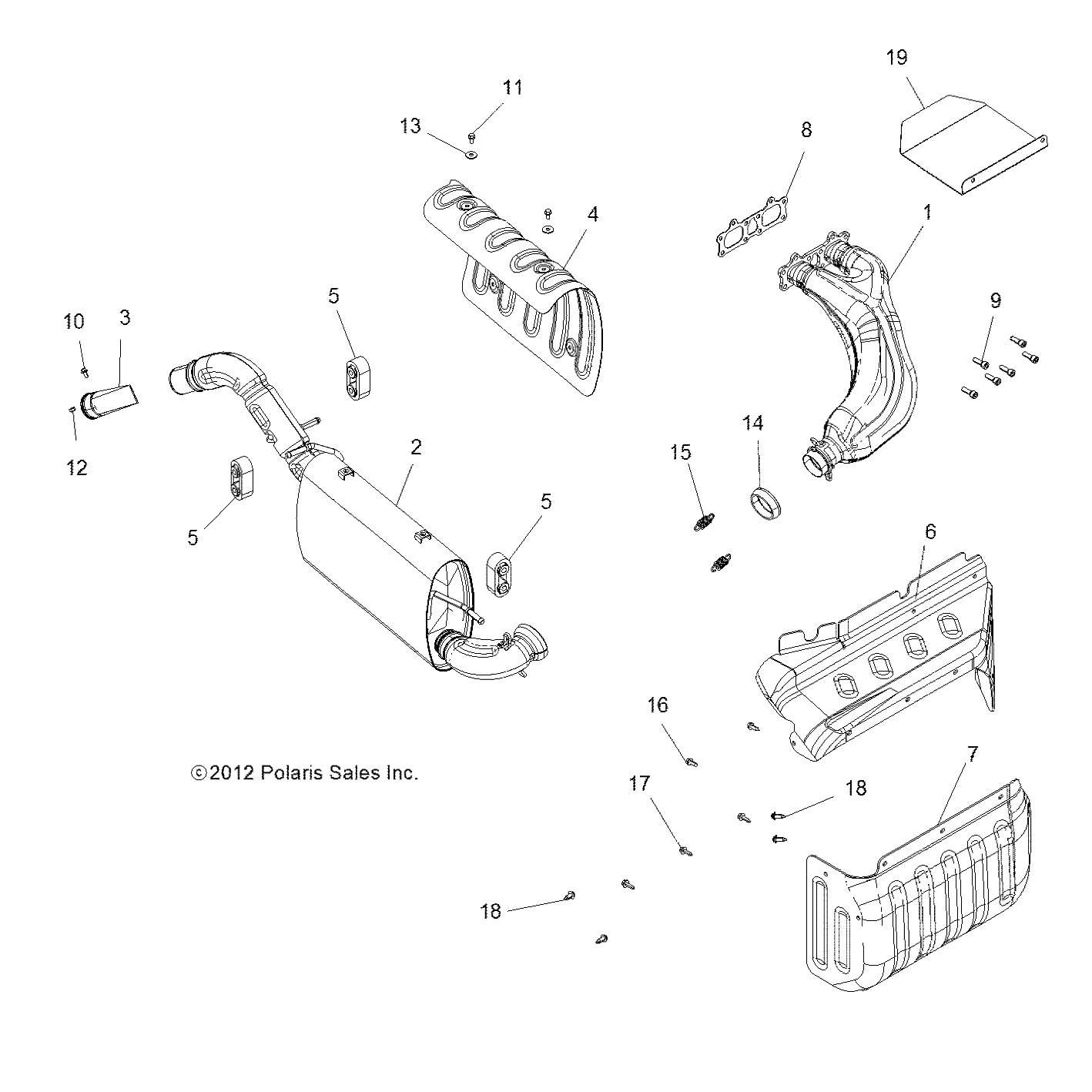 Polaris Ranger Silencer Assembly, RANGER, Genuine OEM Part 1262574, Qty 1