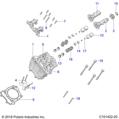Polaris Ranger Exhaust Camshaft Assembly, Genuine OEM Part 3023632, Qty 1