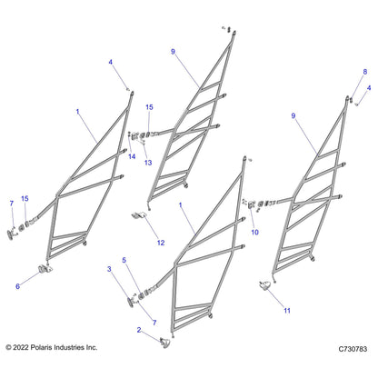 Polaris Ranger Door Nets, Rear, RGR, Genuine OEM Part 2689472, Qty 1