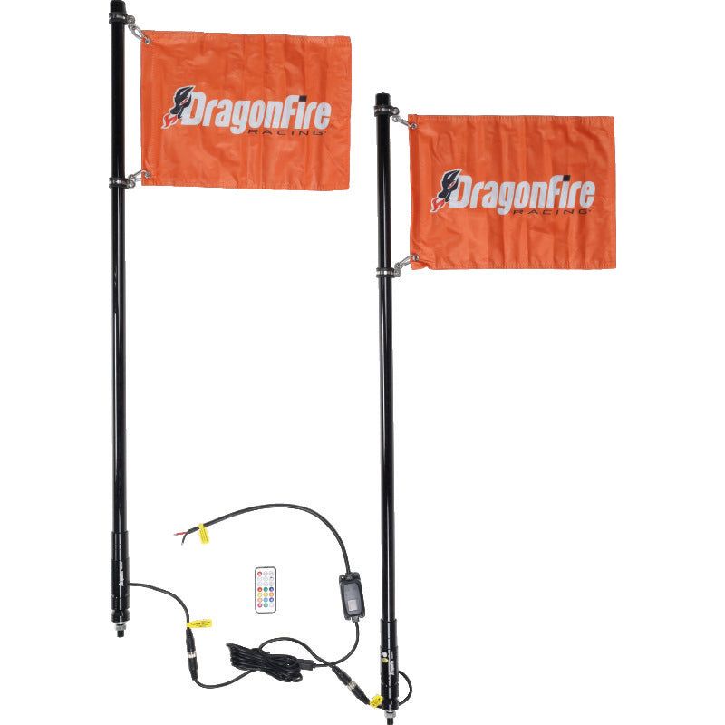 DragonFire Racing Whips - 4ft Spiral LED Black Pair