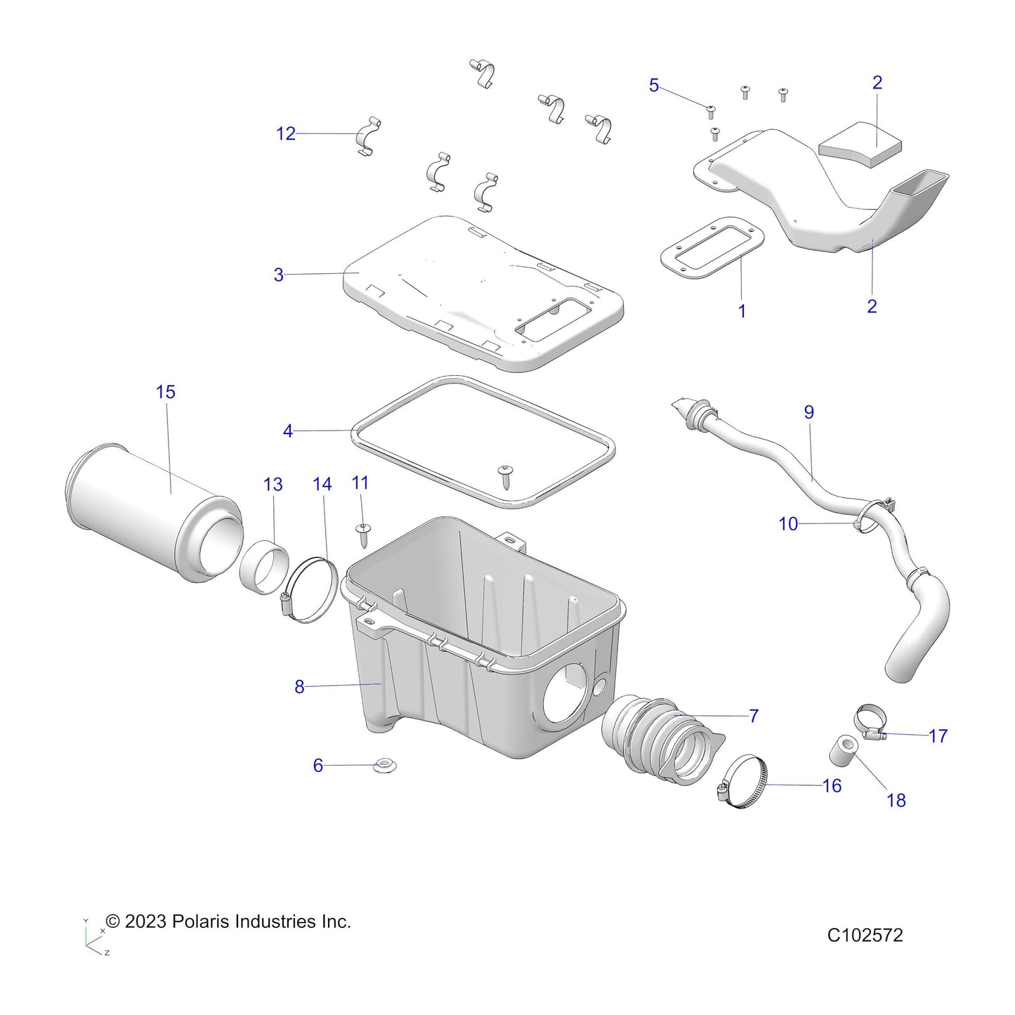 Polaris ATV Air Inlet Duct, Genuine OEM Part 5450386, Qty 1