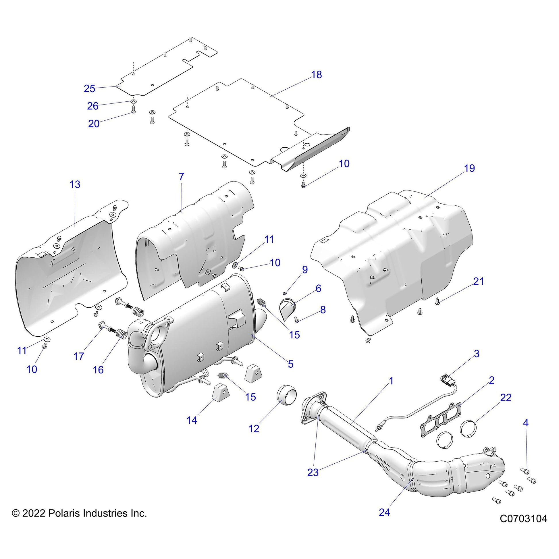 Polaris RZR Headpipe Assembly, Genuine OEM Part 1262674, Qty 1