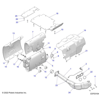 Polaris RZR Headpipe Assembly, Genuine OEM Part 1262674, Qty 1