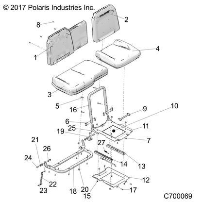 Polaris Ranger Bottom Seat Assembly, Genuine OEM Part 2689005, Qty 1