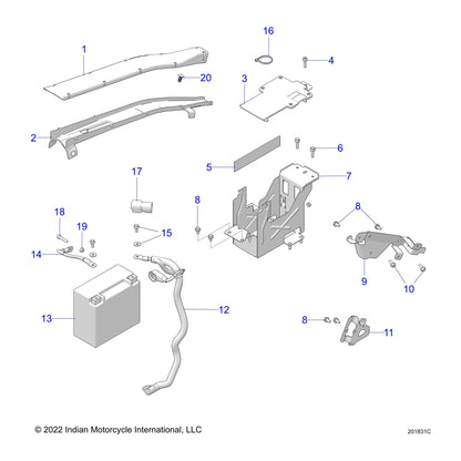 Indian Motorcycle Underseat Bracket, Top, Genuine OEM Part 5439853, Qty 1