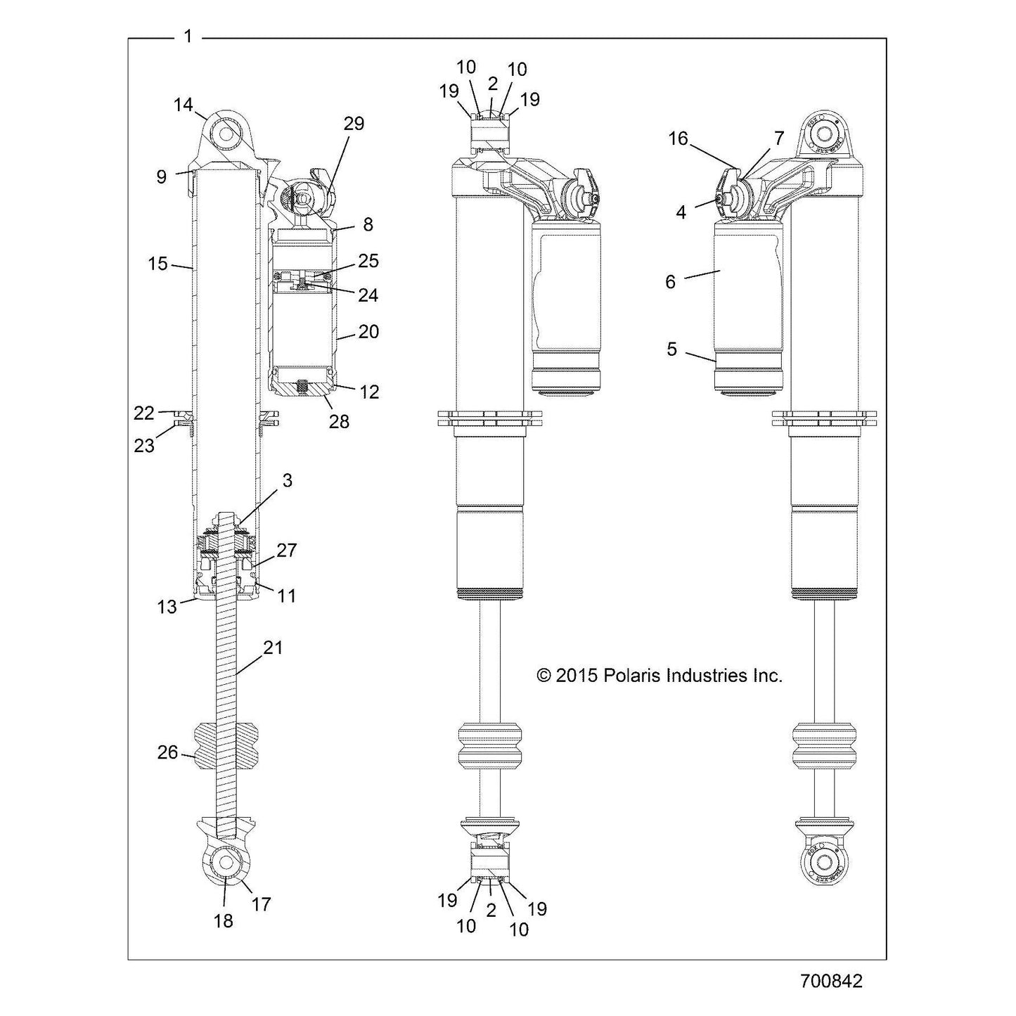 Polaris RZR Eyelet Shaft, Genuine OEM Part 1501032, Qty 1