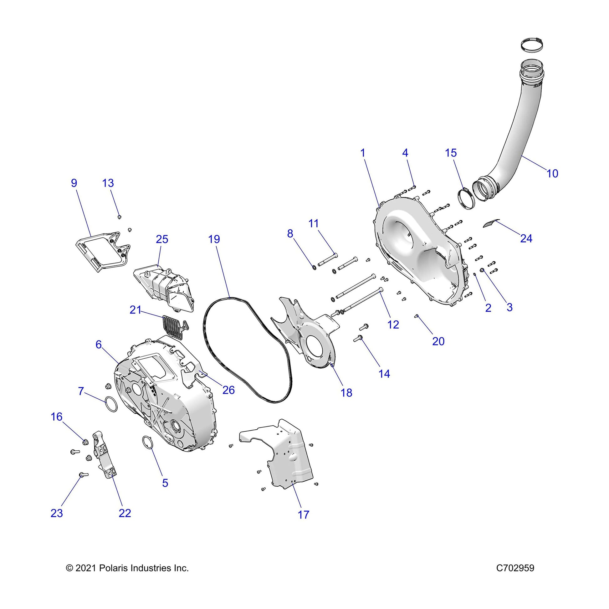 Polaris RZR Outlet Clutch Duct, Genuine OEM Part 5416601, Qty 1