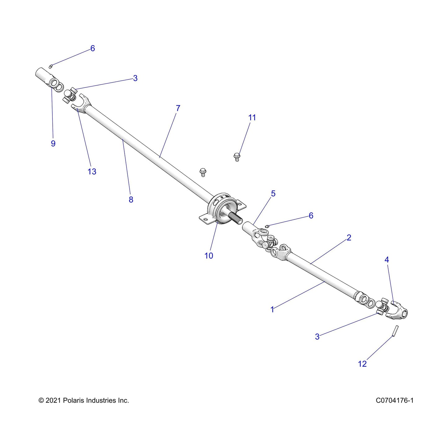 Polaris RZR Rear Propshaft Assembly, Genuine OEM Part 1333425, Qty 1
