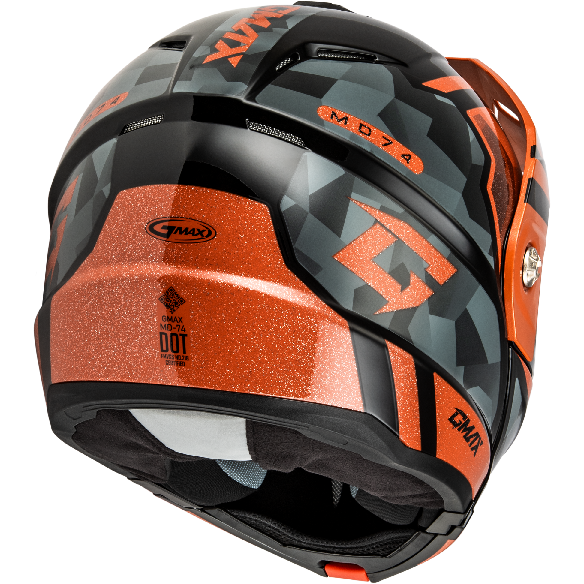 Md 74 Striker Modular Helmet W Smk Shield Blk/Gry/Or Mtlc Xl