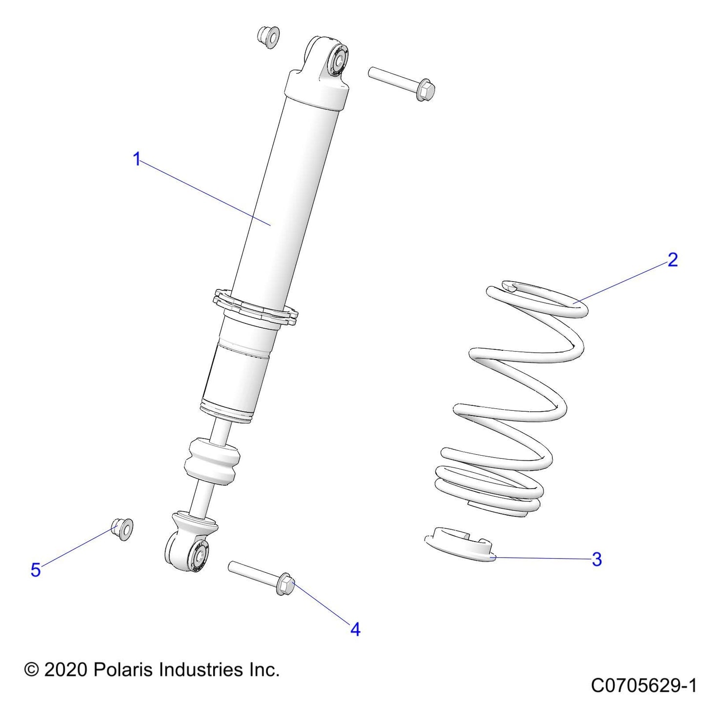 Polaris RZR Front Shock, Genuine OEM Part 7045410, Qty 1