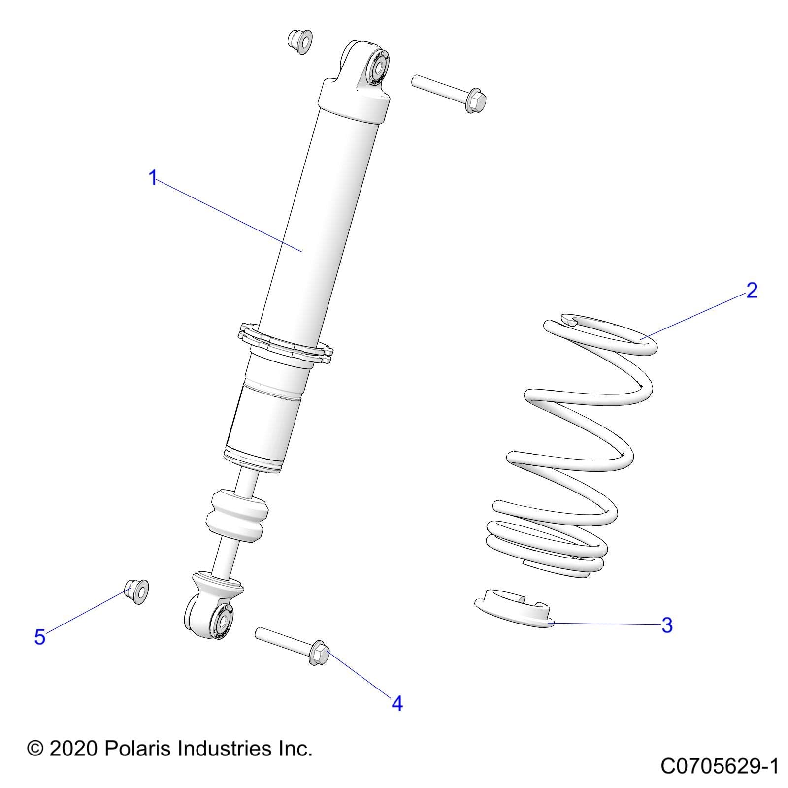 Polaris RZR Front Shock, Genuine OEM Part 7045410, Qty 1
